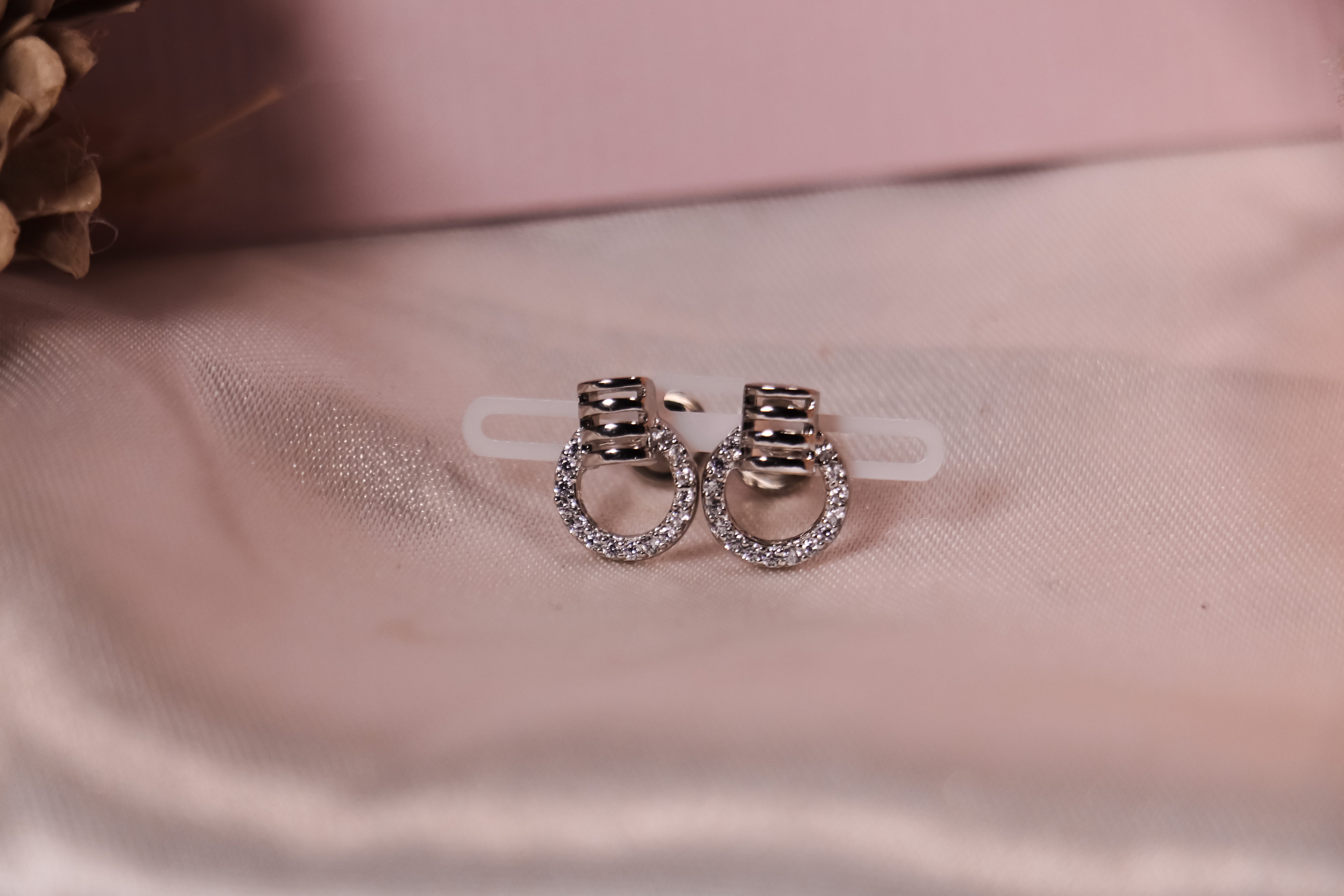 Ribbed Hoop CZ Studs
