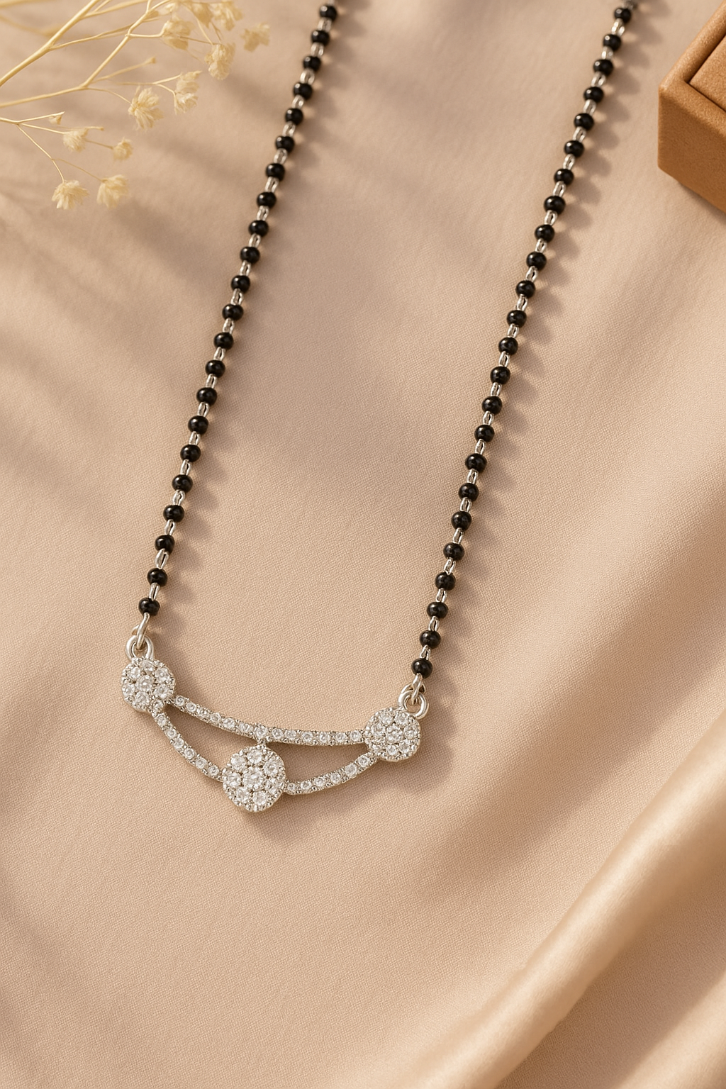 Graceful Triple Bloom Mangalsutra in 925 Sterling Silver