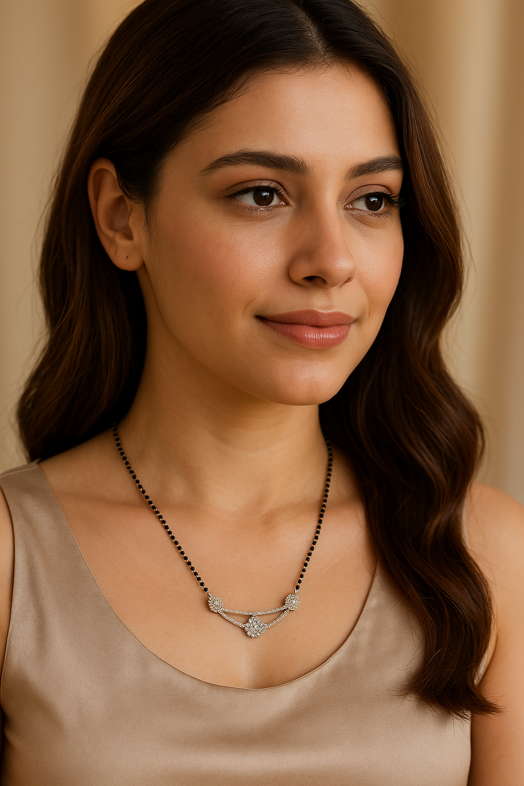 Graceful Triple Bloom Mangalsutra in 925 Sterling Silver