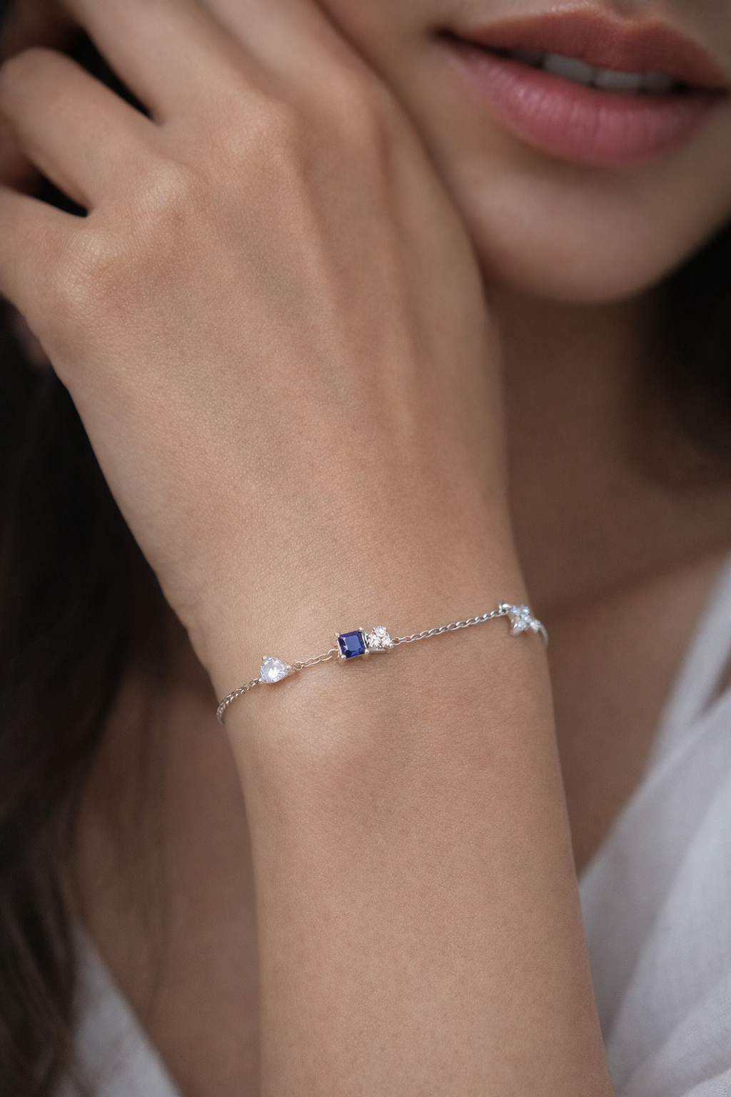 Dainty Sapphire Charm Bracelet