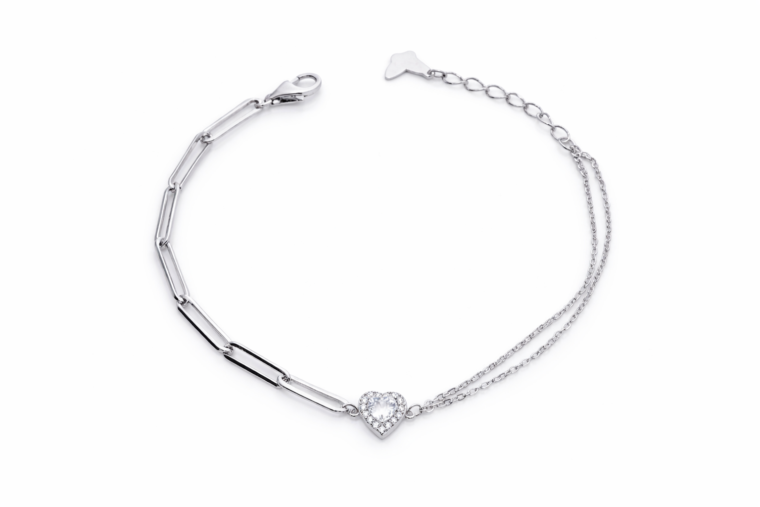 Dual Chain Heart Halo Bracelet