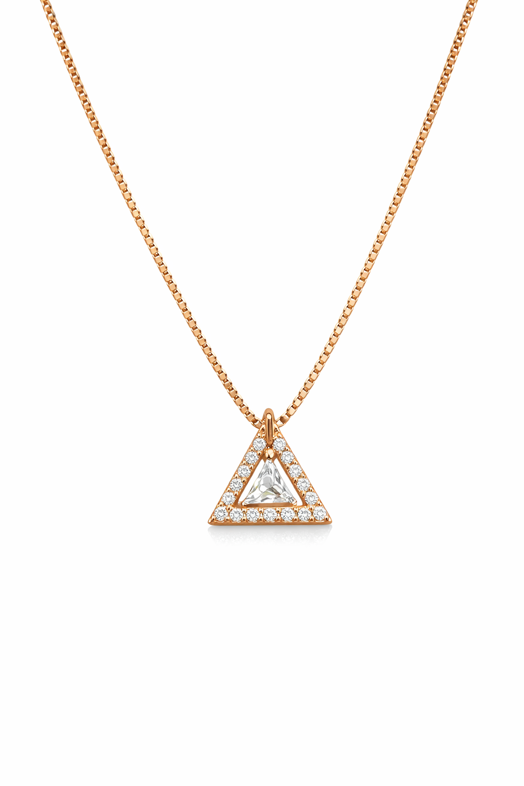 Geometric Triangle CZ Pendant Necklace