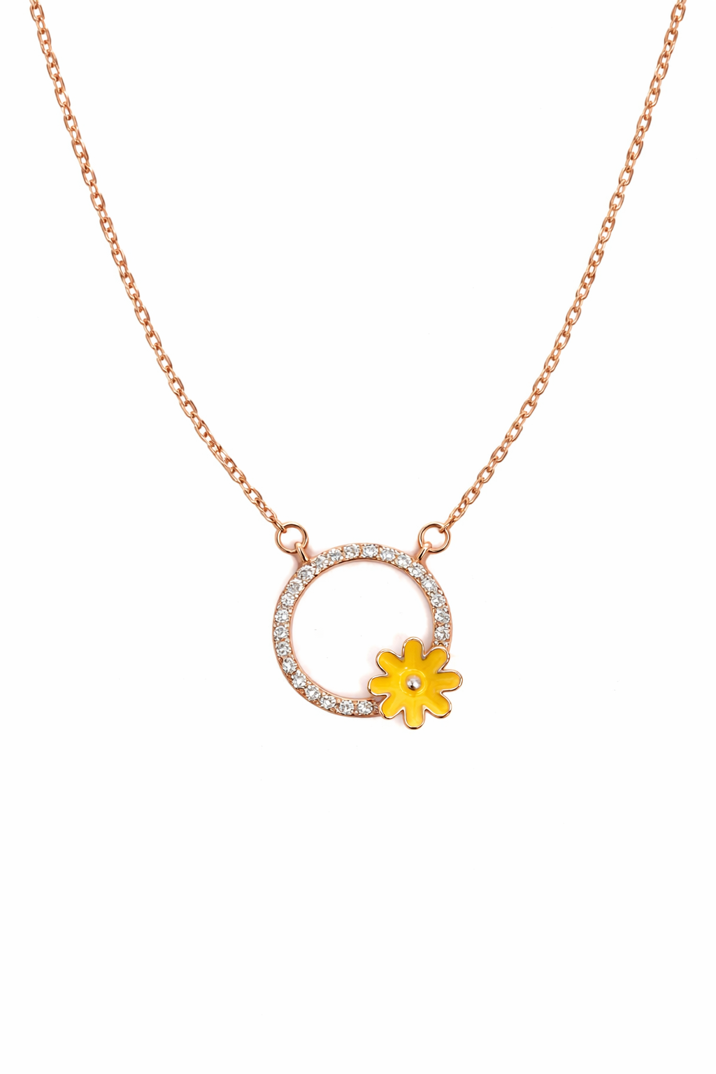 Sunflower Halo Pendant Necklace