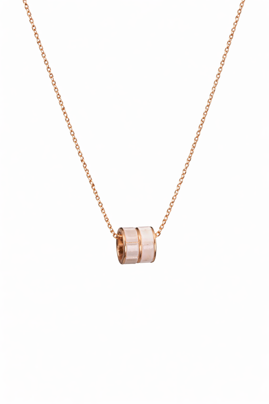 Rose Gold Double Ring Pendant Necklace