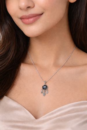 925 Silver Dreamcatcher Necklace with Blue Stone