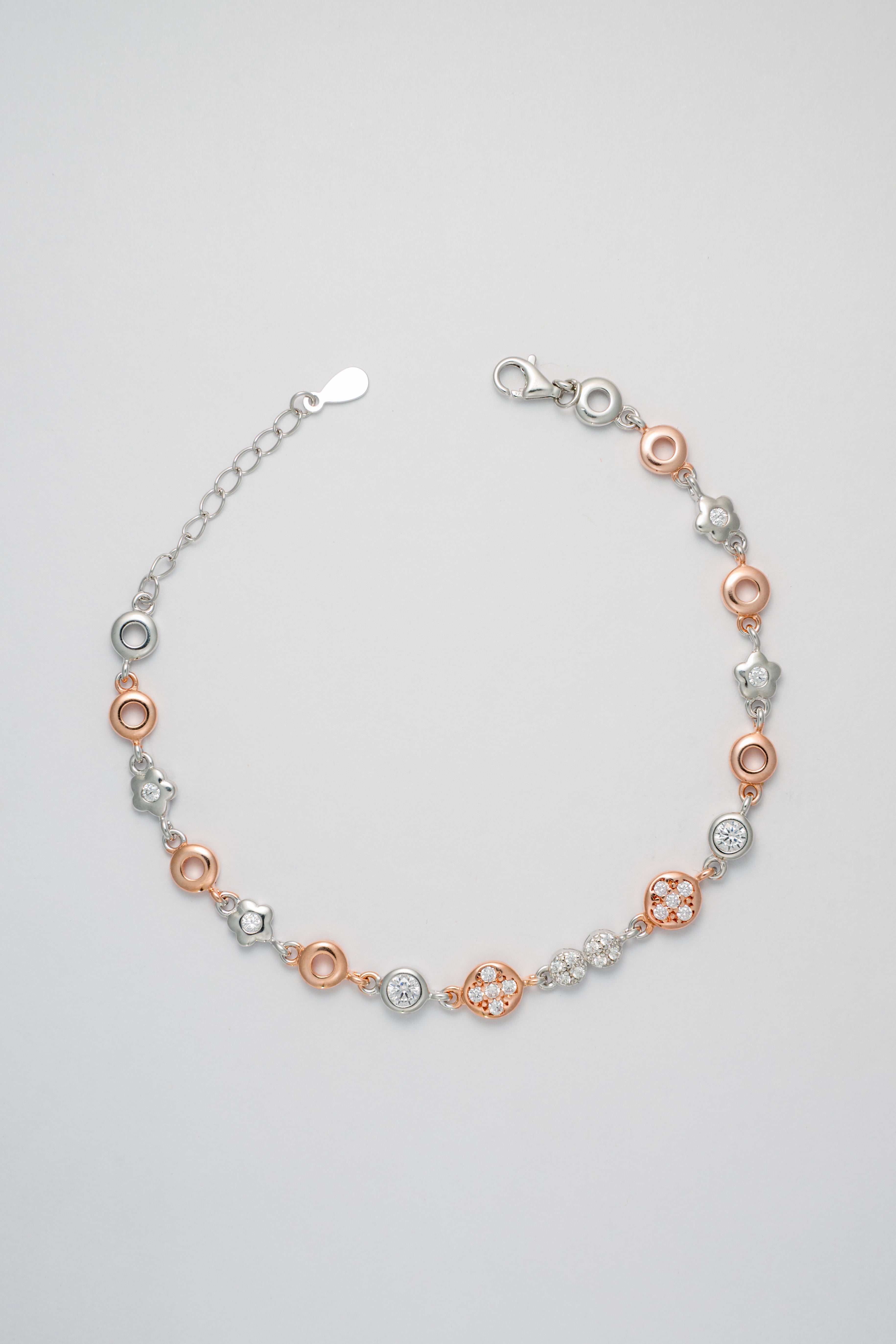 Dual-Tone Floral Charm Bracelet | 925 Sterling Silver