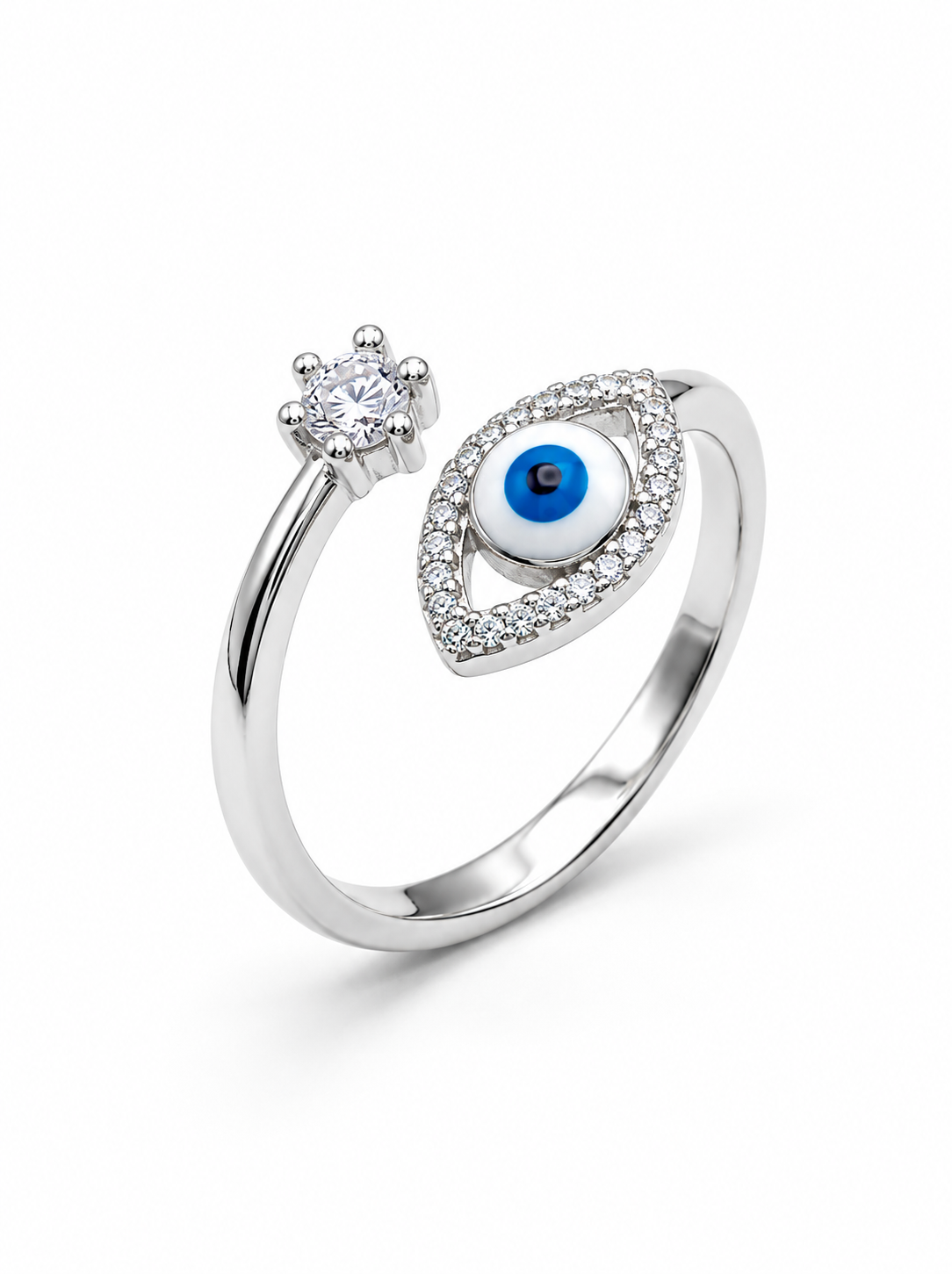 Adjustable Open Evil Eye Sparkle Ring