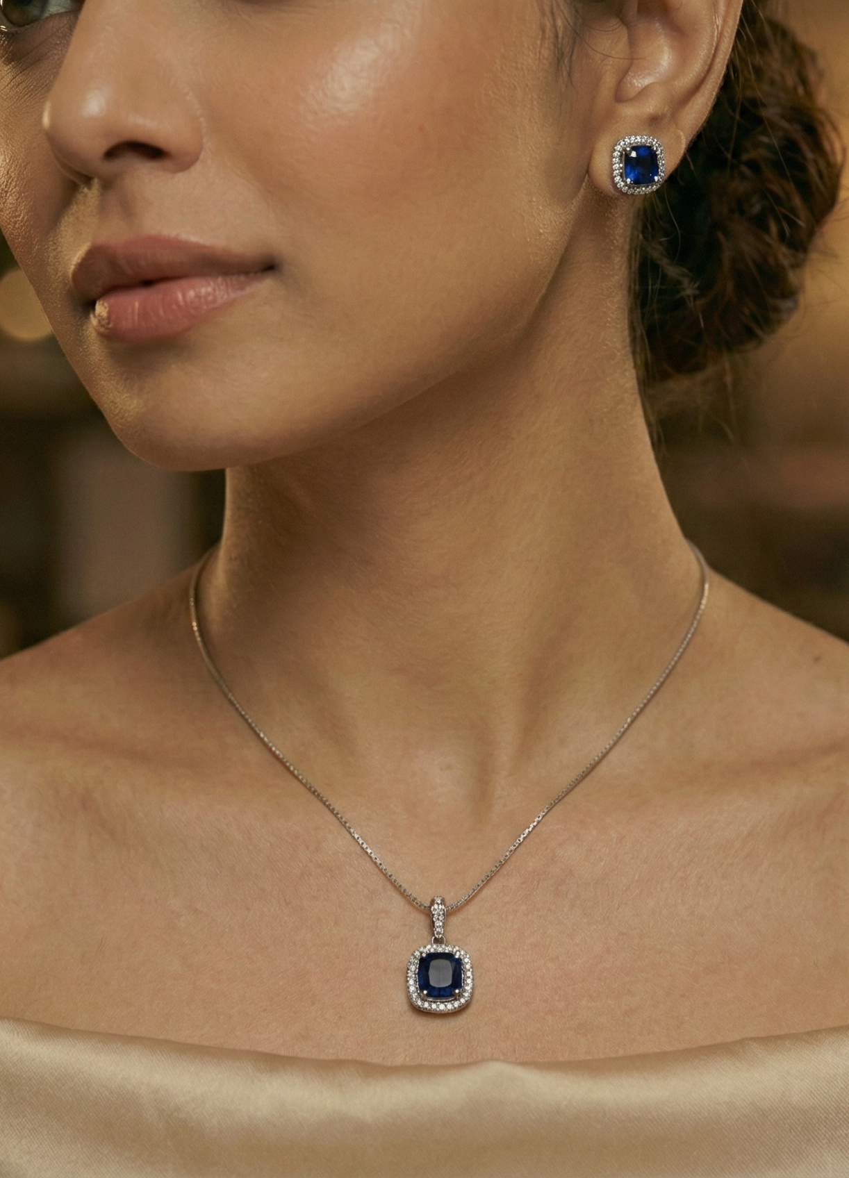 Midnight Majesty Sapphire Pendant & Earring Set