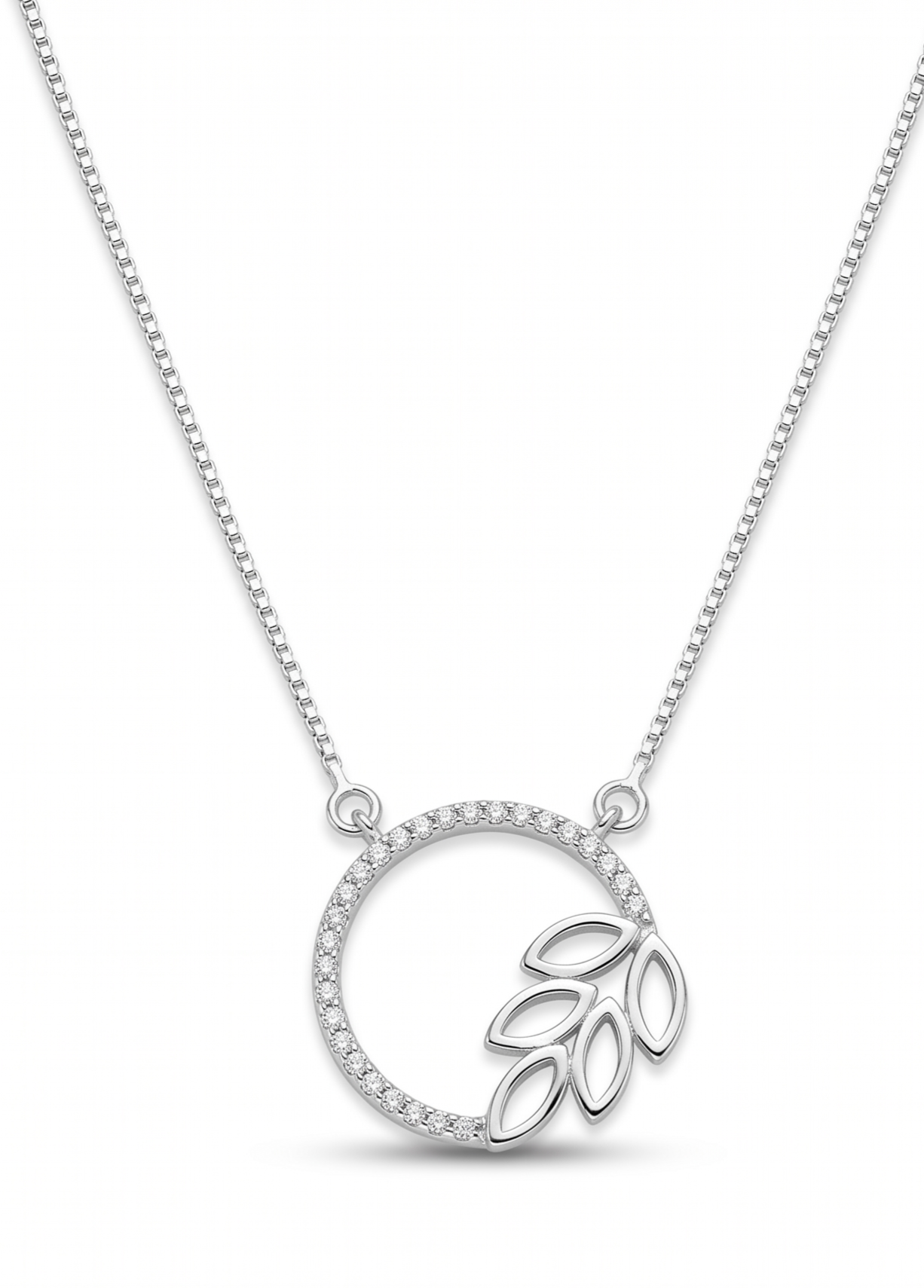Celeste Leaf Circle Necklace