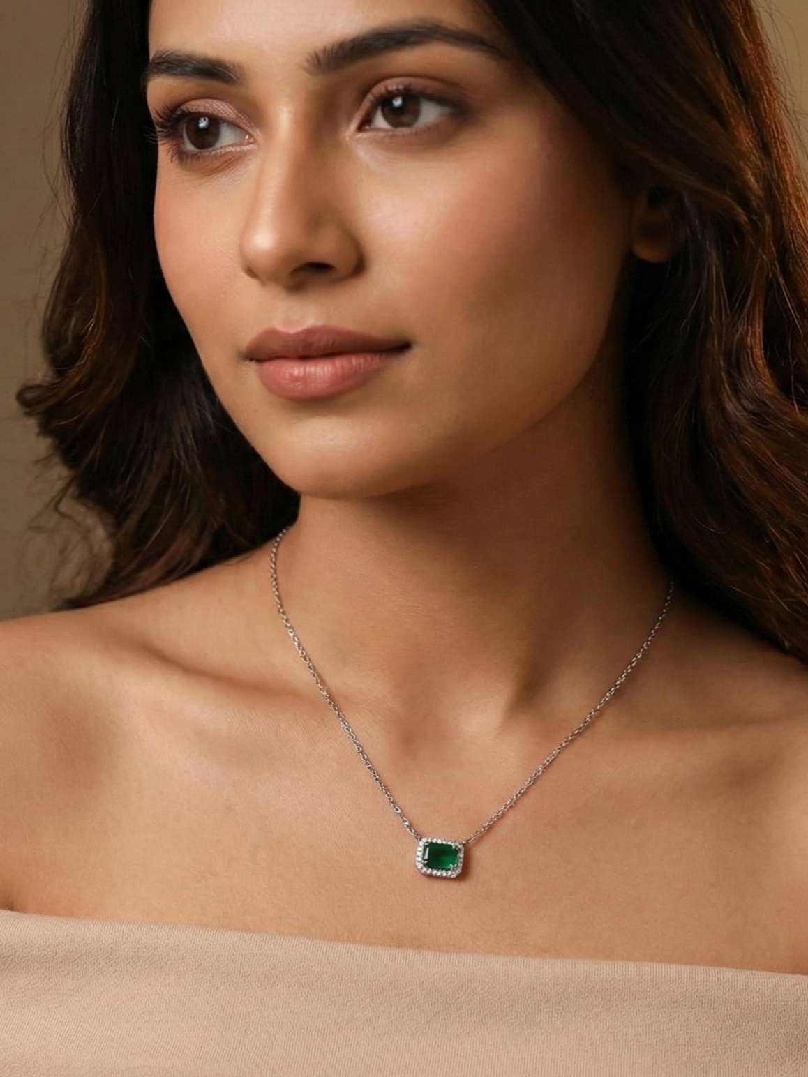 Emerald & Stone Studded Necklace