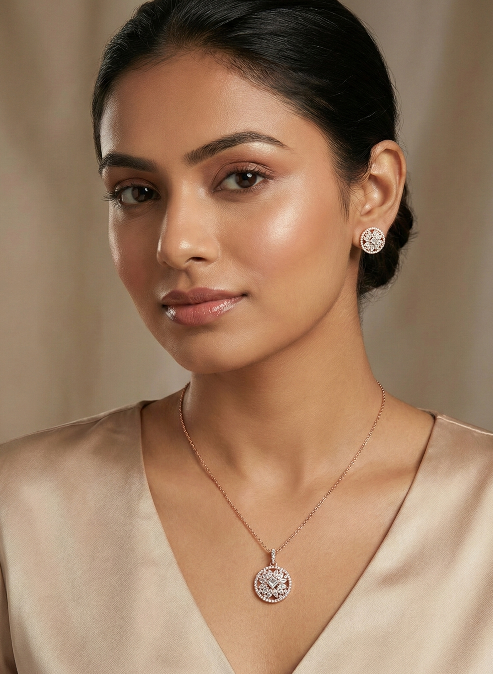 Aurelia Rose Gold Halo Set