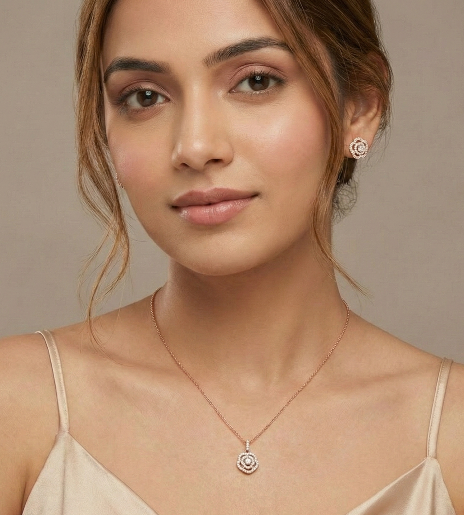 Roselle Halo Stud & Pendant Set