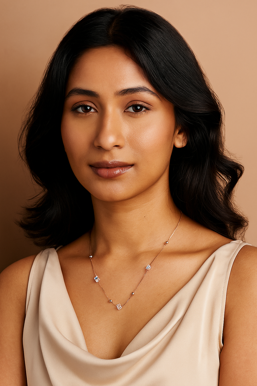 Delicate Necklace with Iridescent Cube Crystals